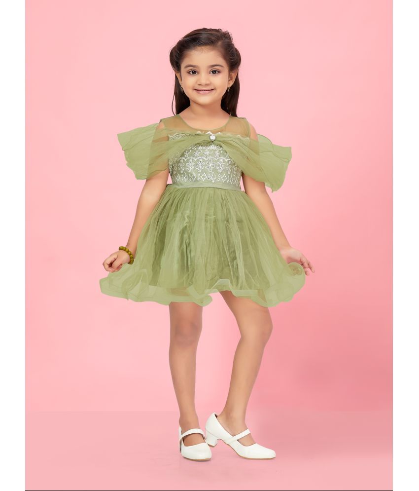     			Aarika Green Net Girls Frock ( Pack of 1 )