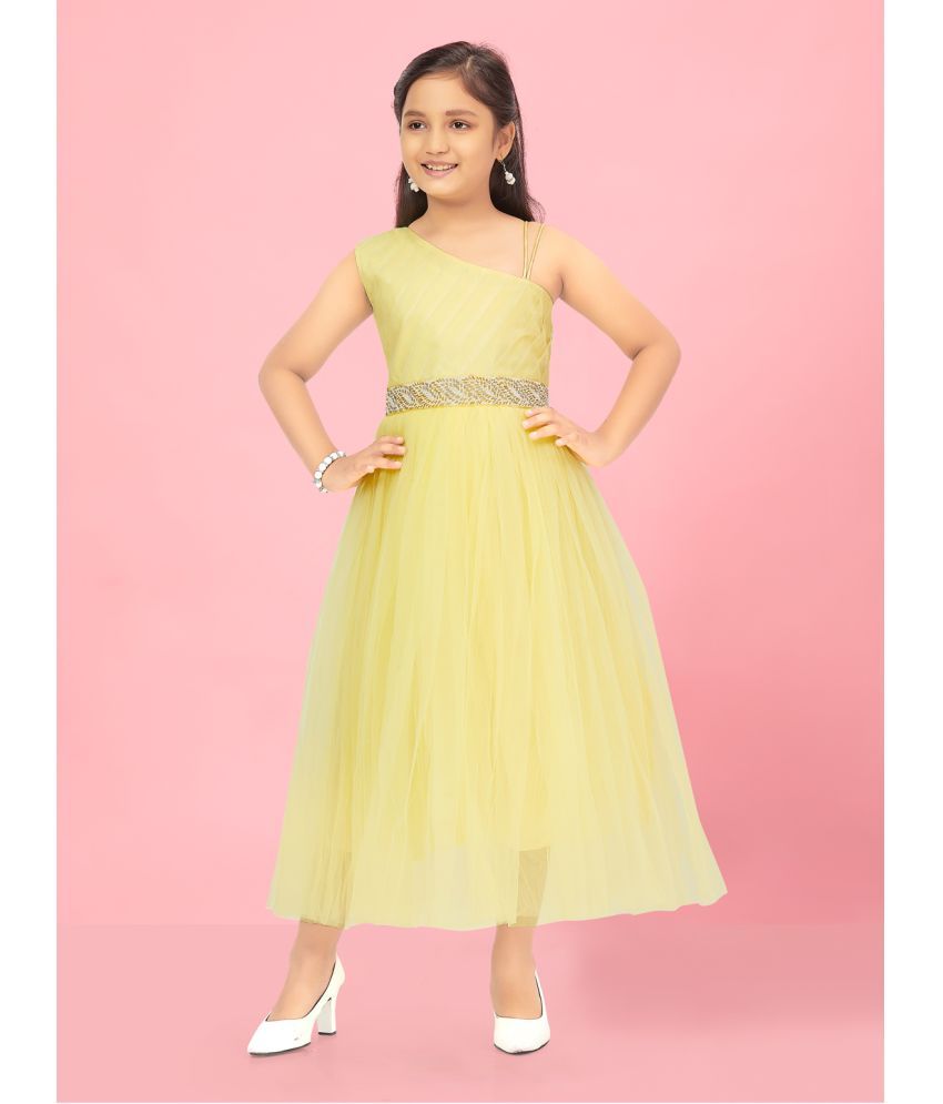     			Aarika Lemon Net Girls Gown ( Pack of 1 )