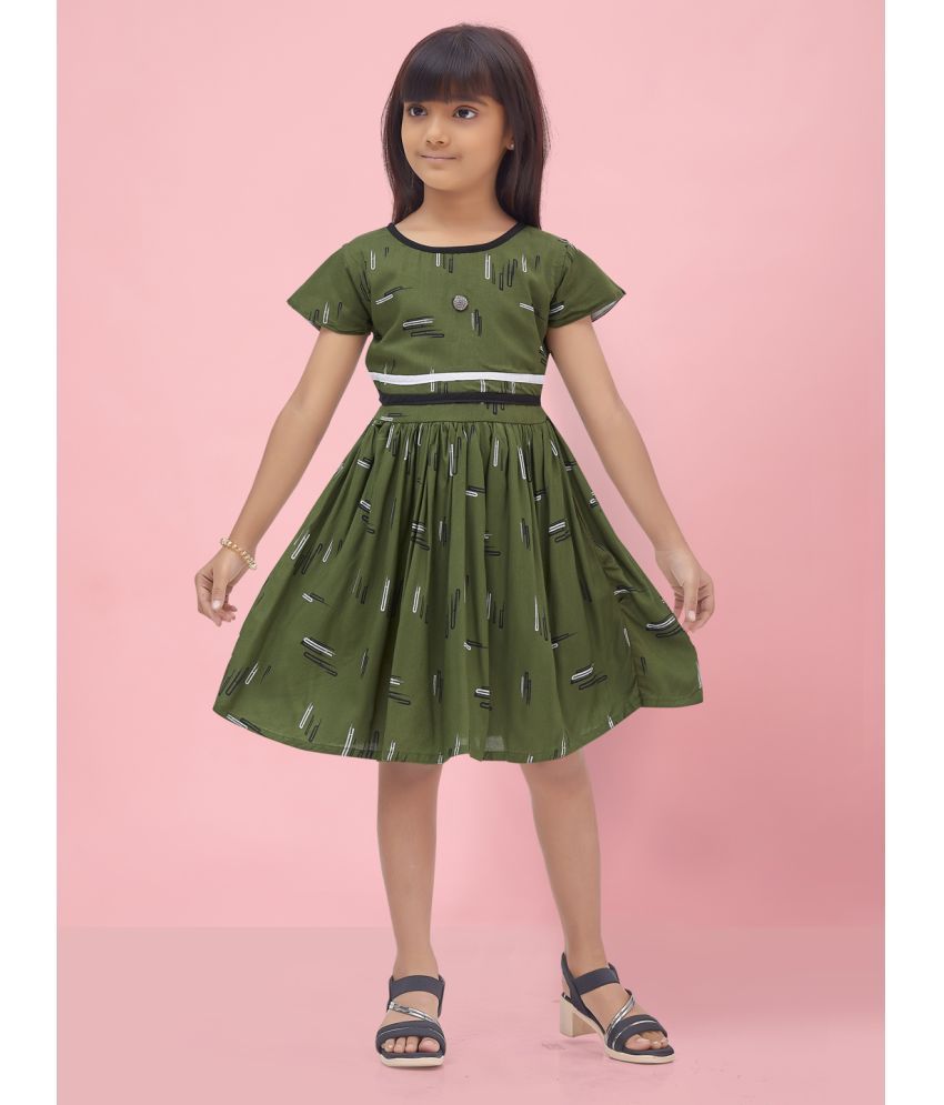     			Aarika Olive Green Rayon Girls Frock ( Pack of 1 )