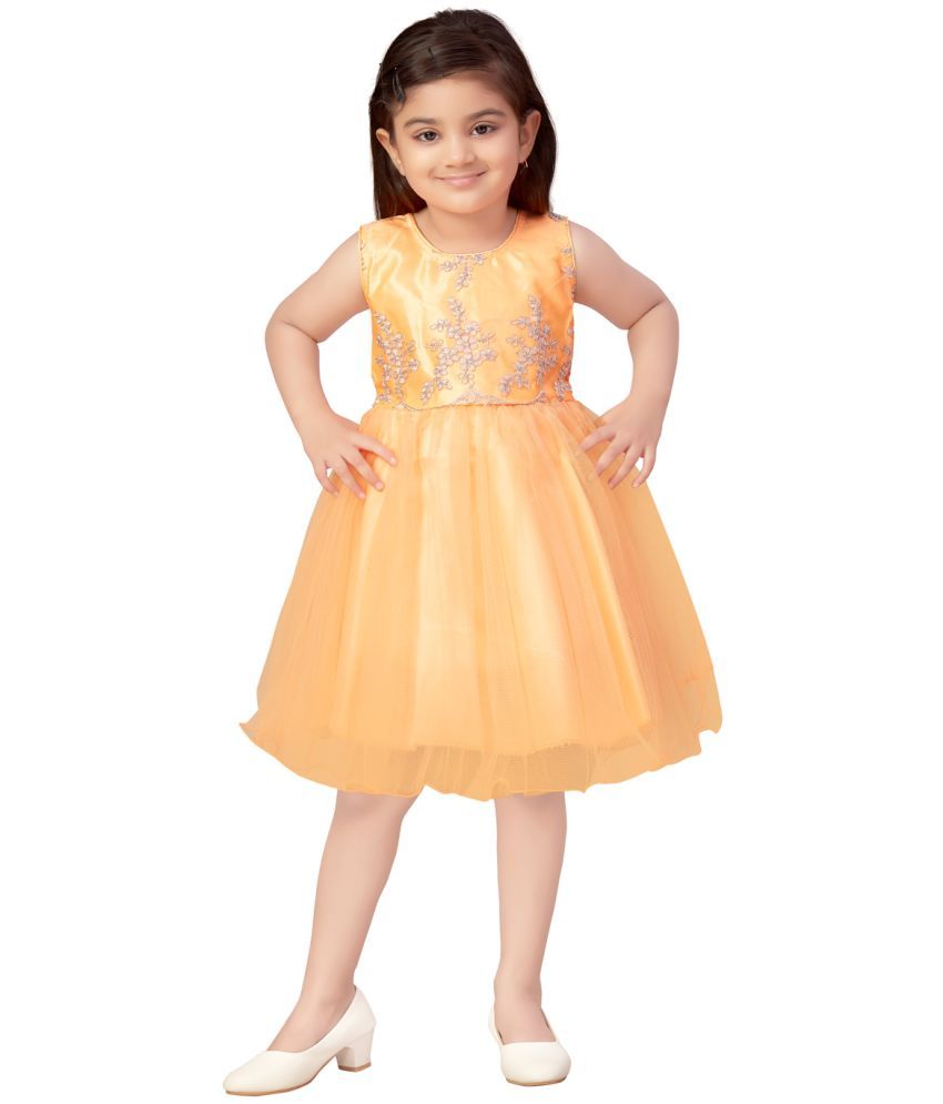     			Aarika Orange Net Girls Frock ( Pack of 1 )