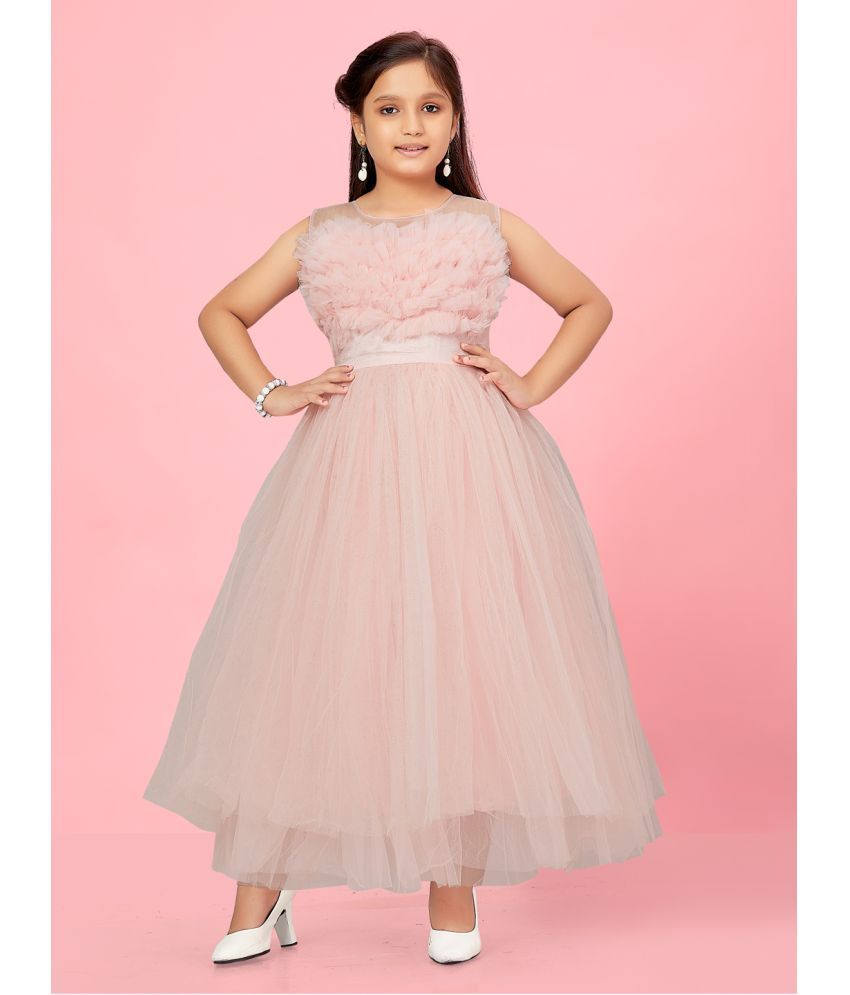     			Aarika Peach Nylon Girls Gown ( Pack of 1 )