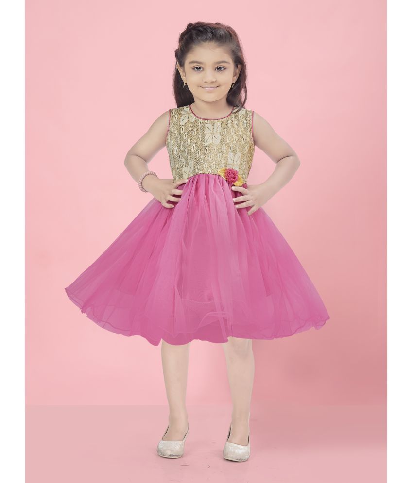     			Aarika Pink Net Girls Frock ( Pack of 1 )