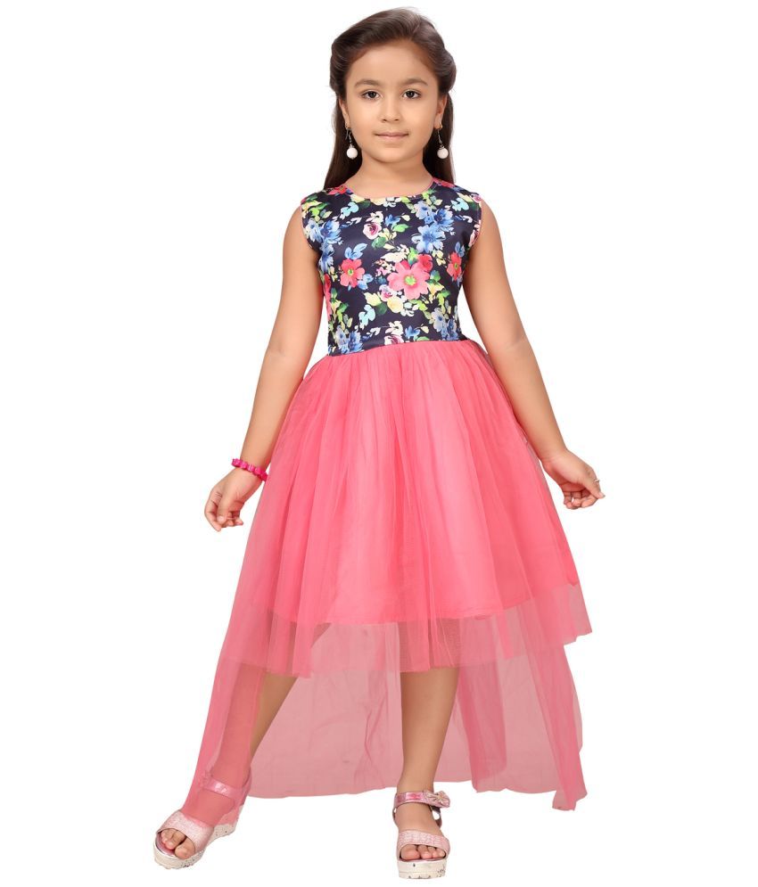     			Aarika Nylon Asymmetric Dress For Girls ( Pack of 1 , Pink )