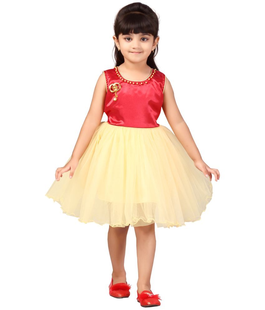     			Aarika Red Net Girls Frock ( Pack of 1 )