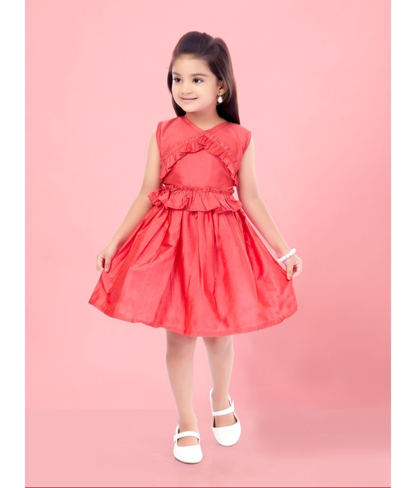     			Aarika Red Silk Girls Frock ( Pack of 1 )