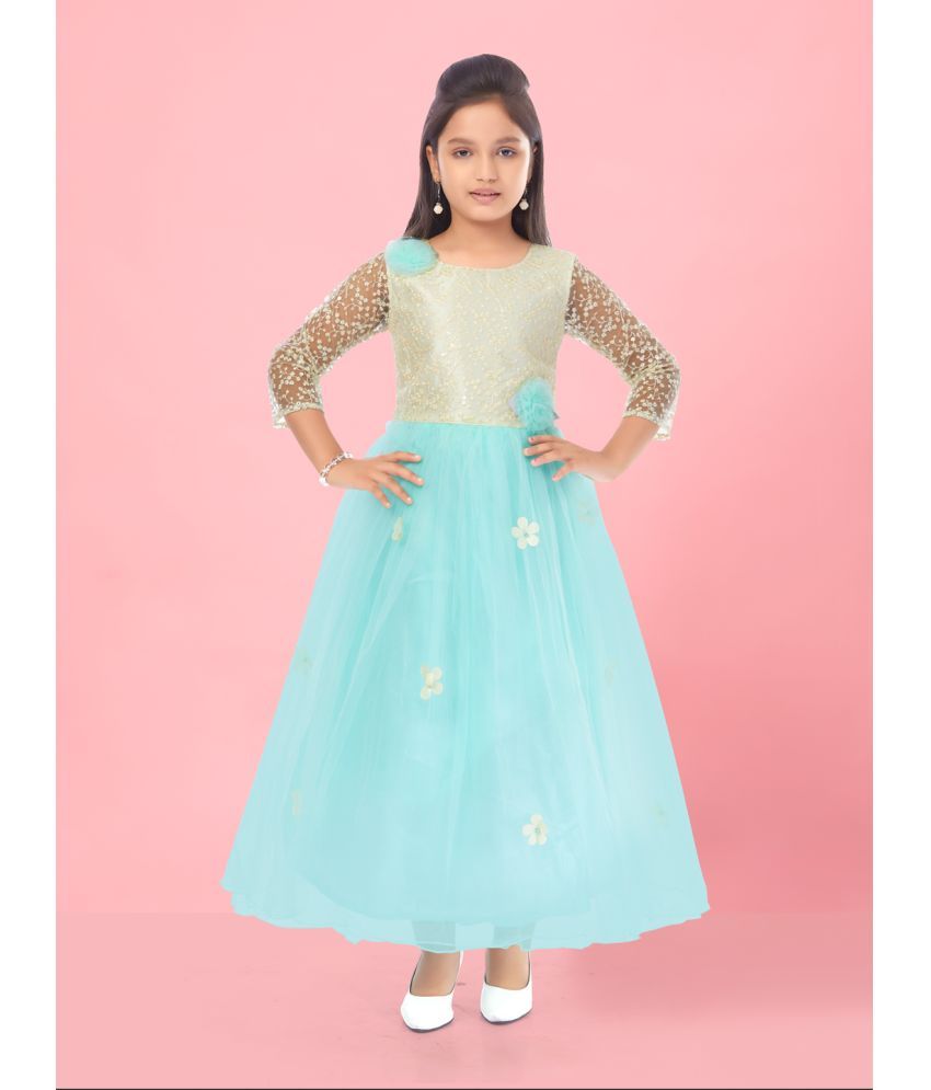     			Aarika Sea Green Net Girls Gown ( Pack of 1 )