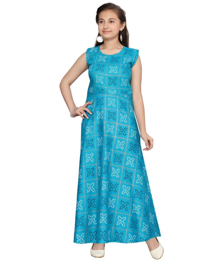     			Aarika Turquoise Cotton Girls A-line Dress ( Pack of 1 )