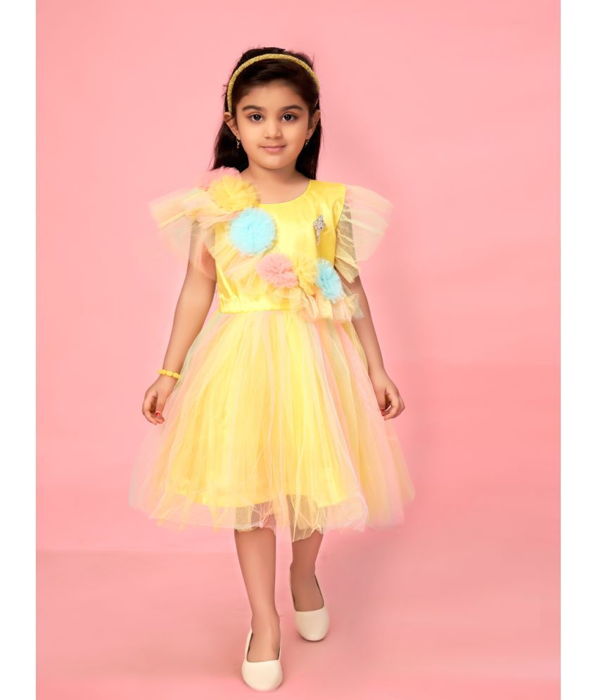     			Aarika Yellow Nylon Girls Frock ( Pack of 1 )