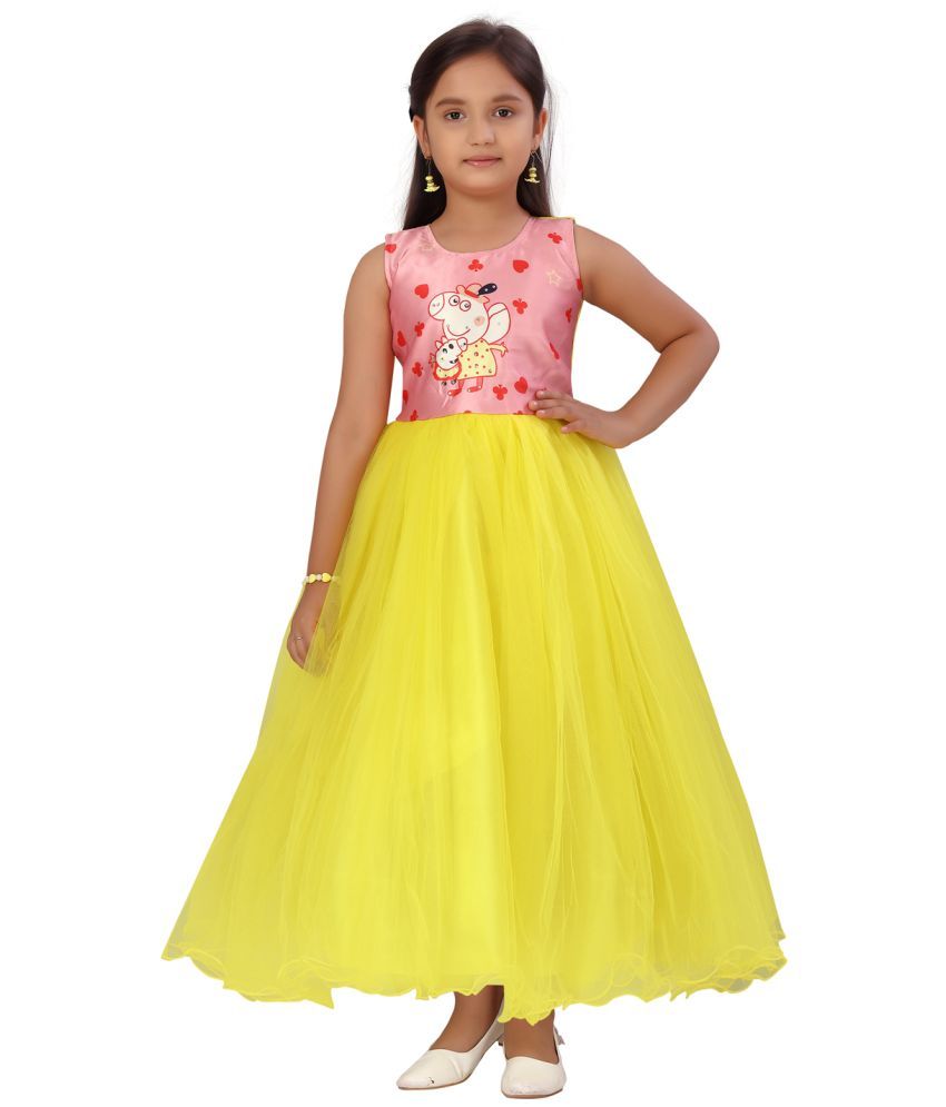     			Aarika Yellow Nylon Girls Gown ( Pack of 1 )