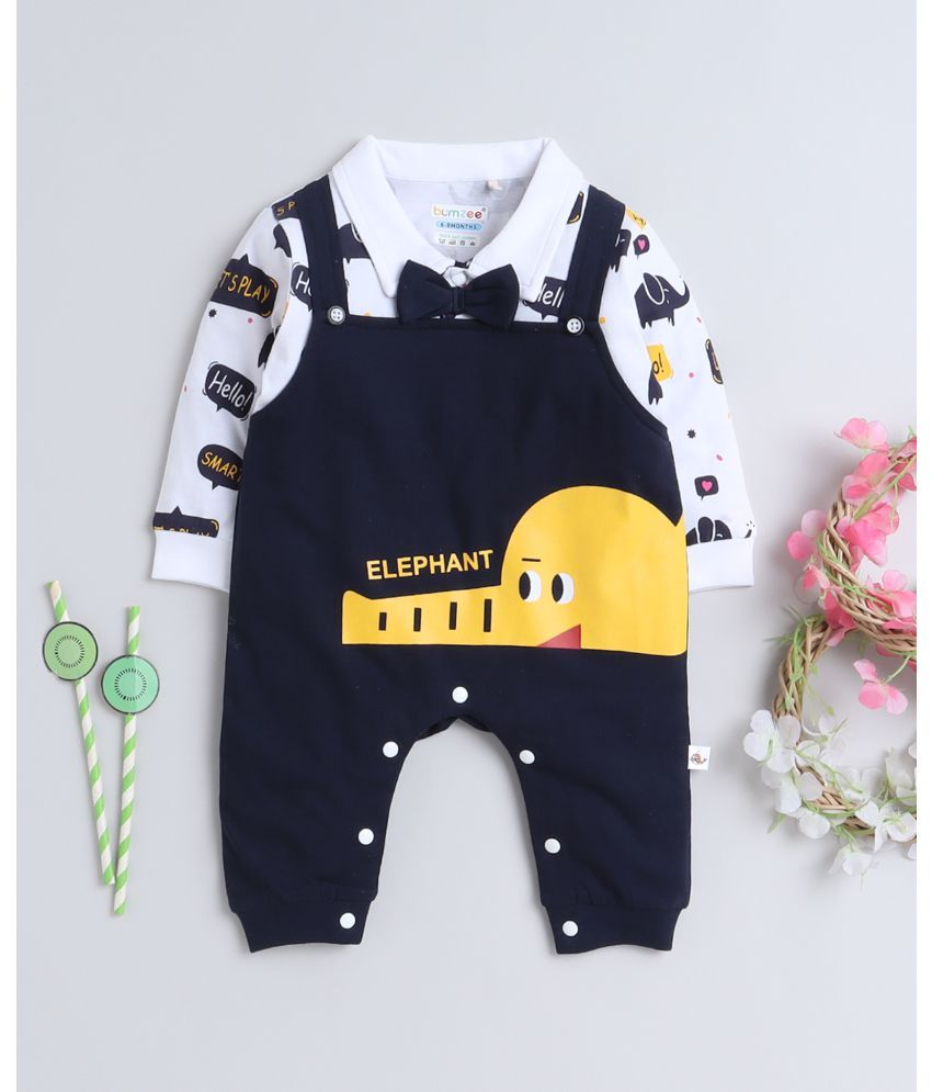     			BUMZEE Navy Blue Cotton Rompers For Baby Boy ( Pack of 1 )