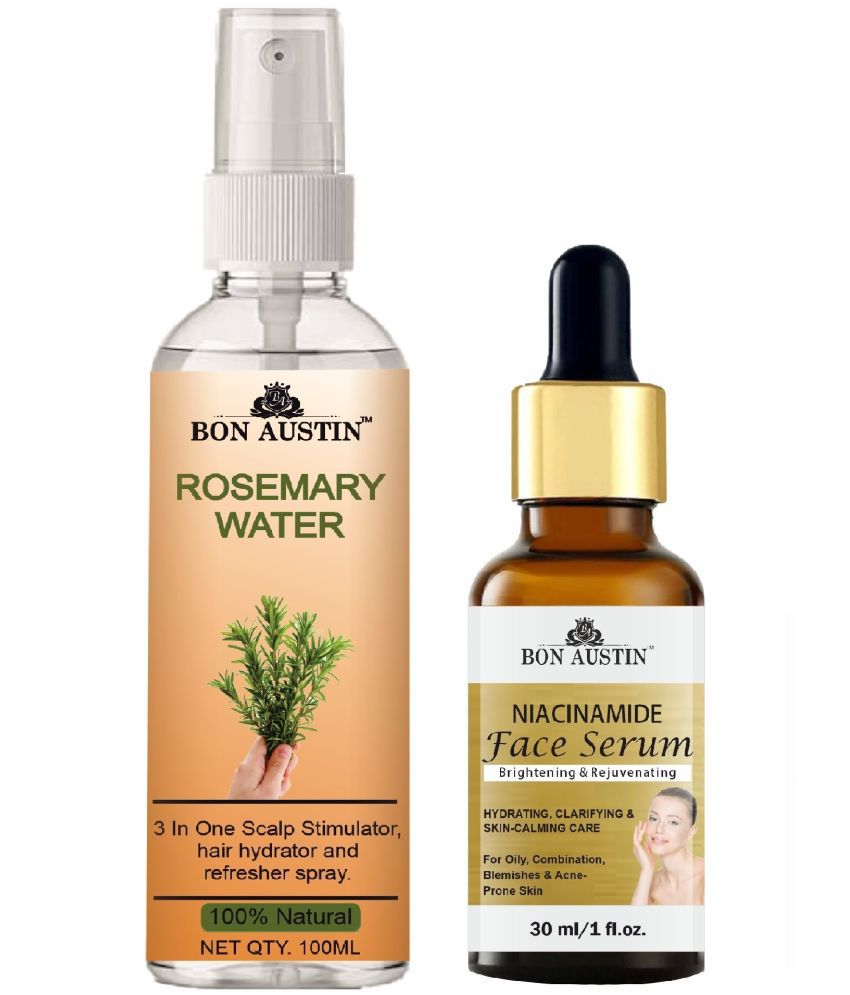     			Bon Austin Natural Rosemary Water | Hair Spray For Regrowth | Hair Growth Expert (100ml) & Niacindamide Face Serum 30ML - Set of 2 Items