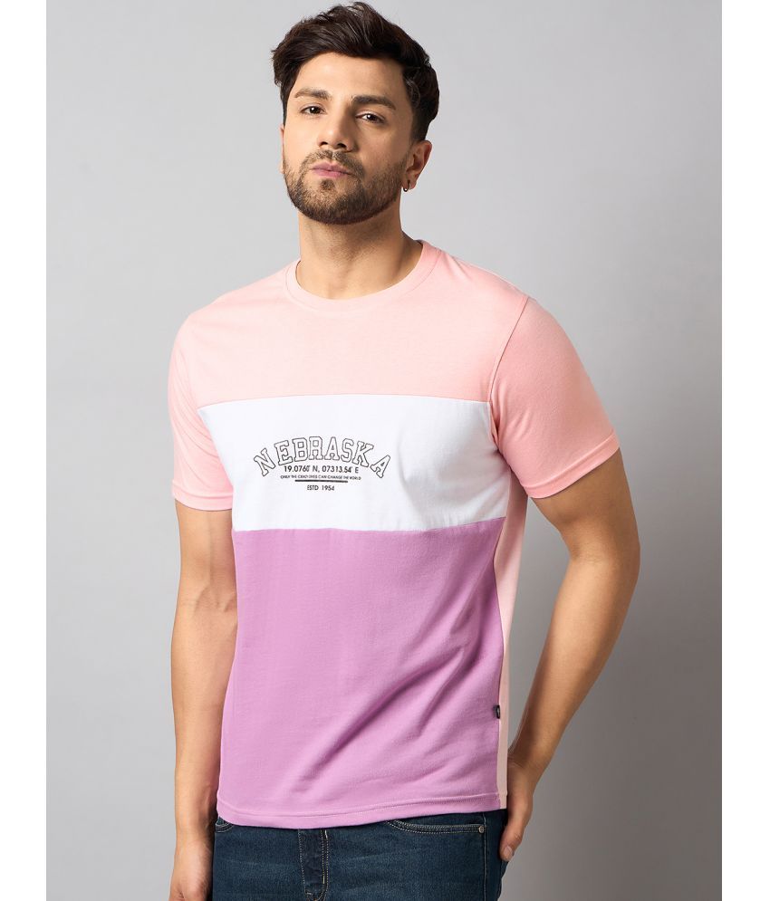     			Club York Cotton Blend Regular Fit Printed Half Sleeves Men's T-Shirt - Peach ( Pack of 1 )