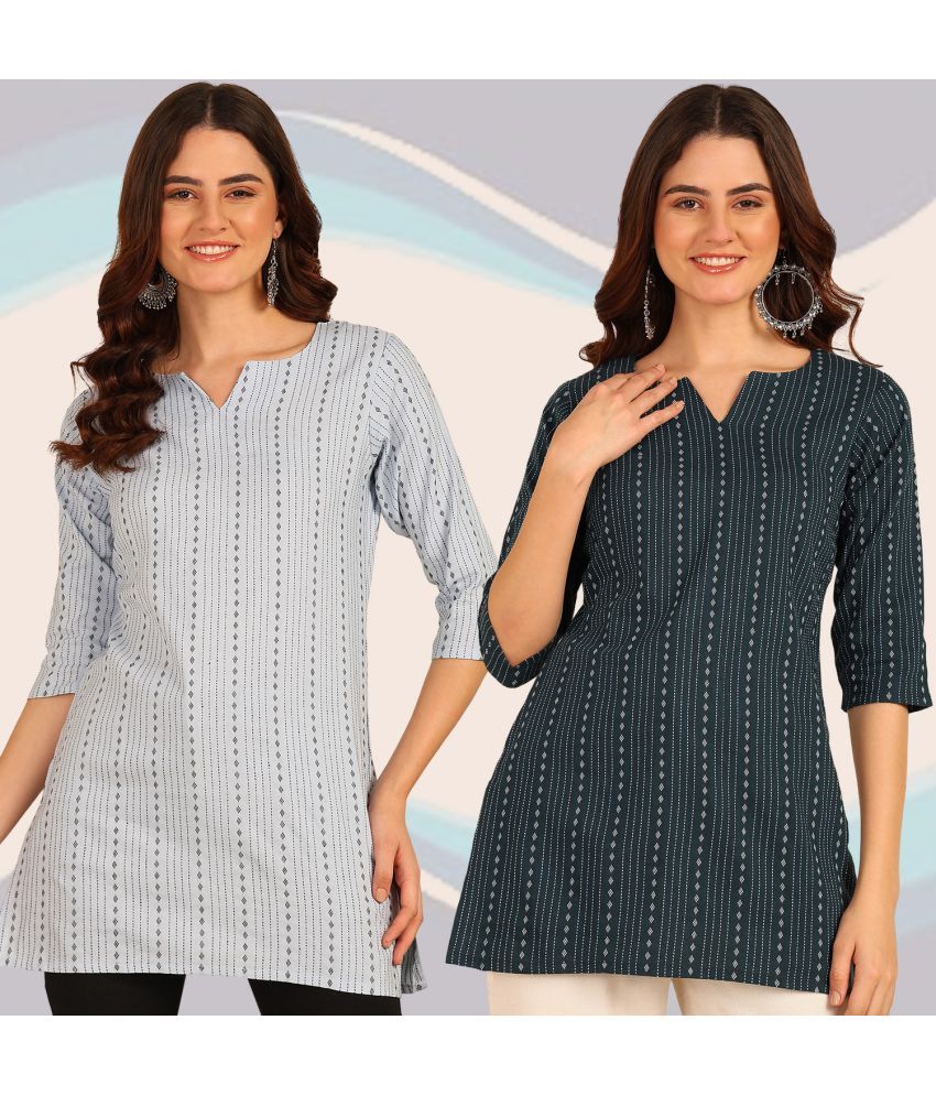     			DSK STUDIO Cotton Striped Straight Women's Kurti - Multicolor ( Pack of 2 )