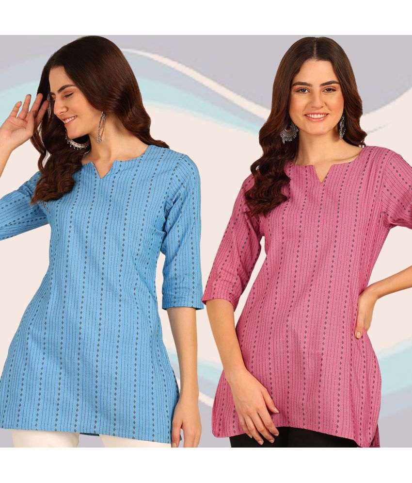     			DSK STUDIO Cotton Striped Straight Women's Kurti - Multicolor ( Pack of 2 )