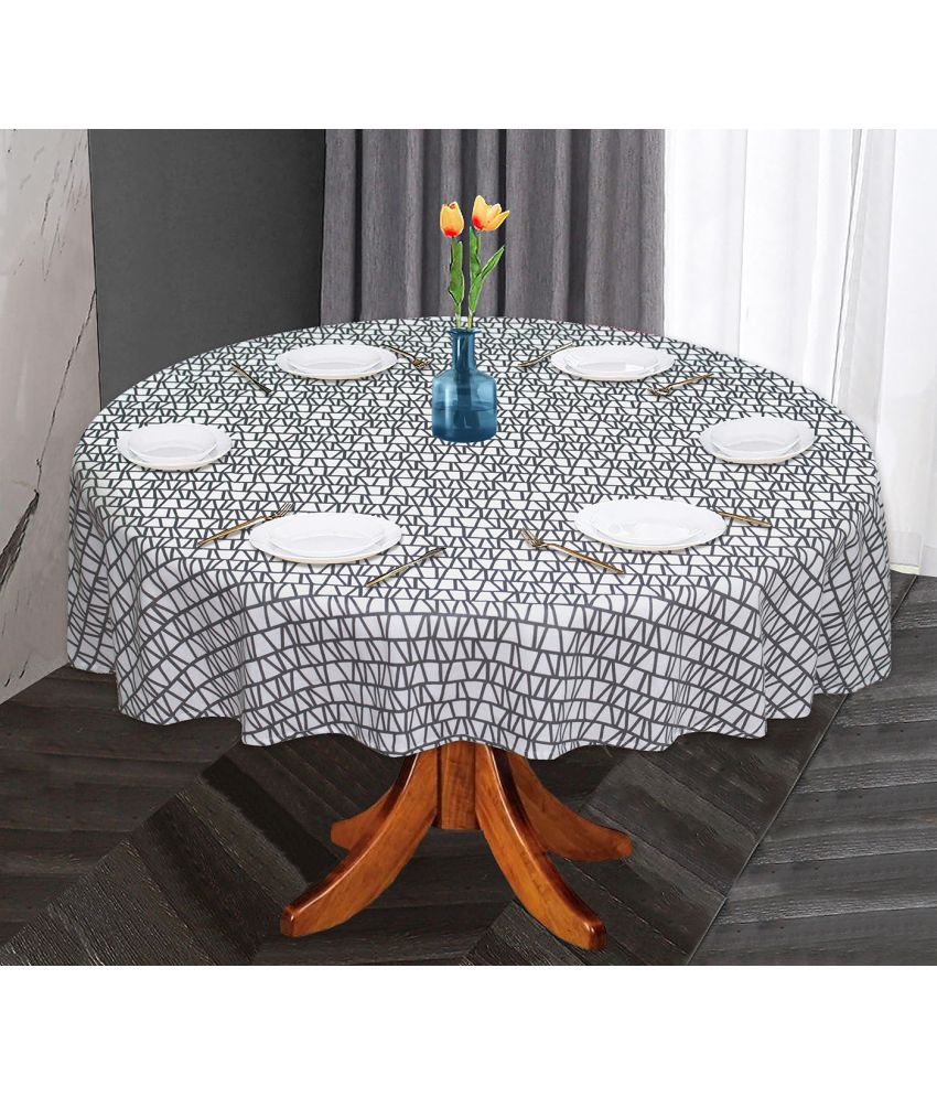     			Oasis Hometex Printed Cotton 6 Seater Round Table Cover ( 152 x 152 ) cm Pack of 1 Gray