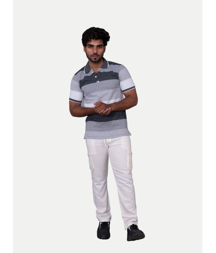     			Radprix Cotton Blend Regular Fit Striped Half Sleeves Men's T-Shirt - Grey ( Pack of 1 )