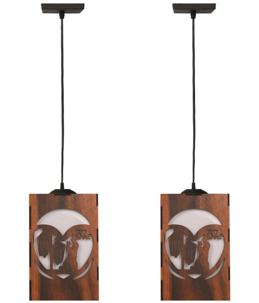     			Somil Wood Hanging Light Pendant Black - Pack of 2