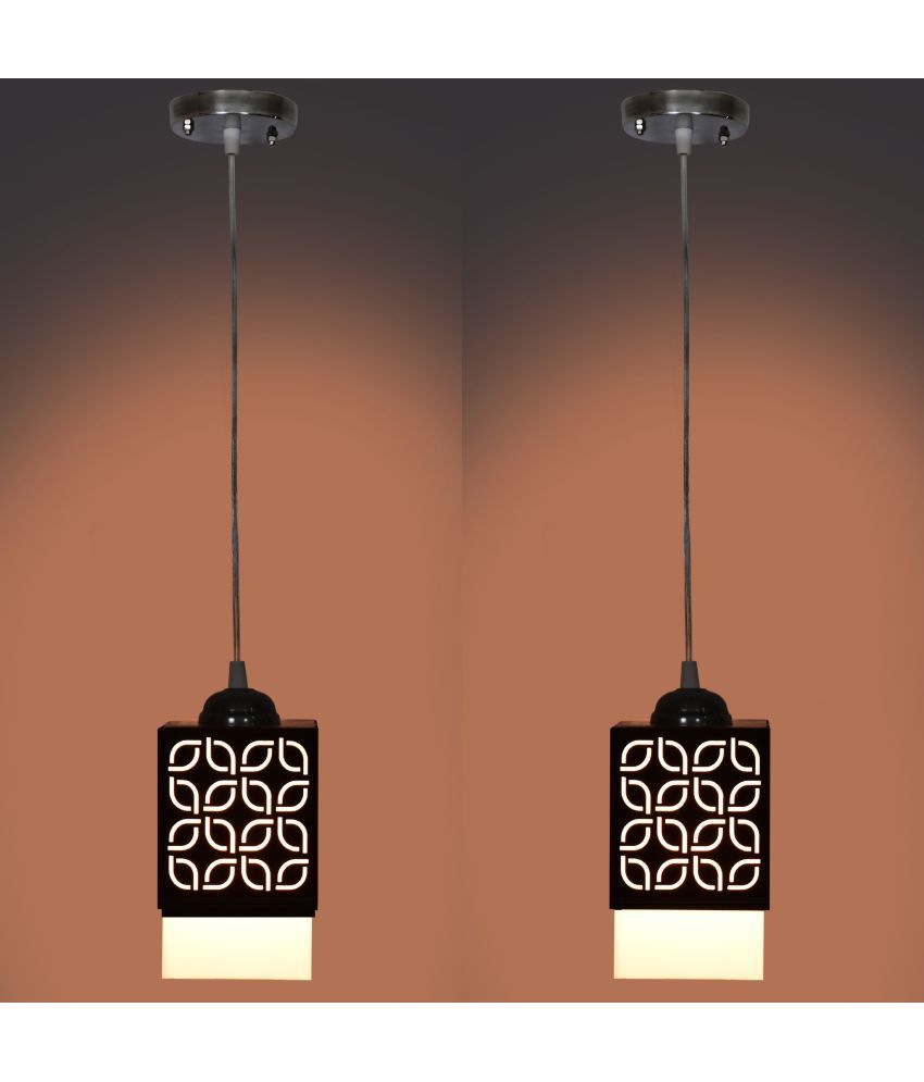     			Somil Wood Hanging Light Pendant Black - Pack of 2
