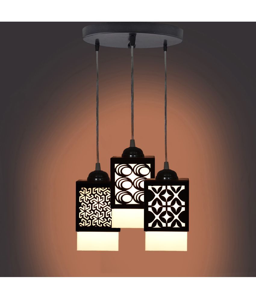     			Somil Wood Hanging Light Pendant Black - Pack of 1