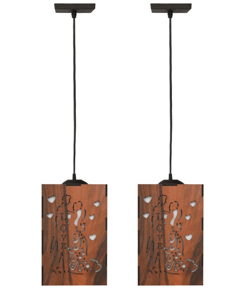     			Somil Wood Hanging Light Pendant Black - Pack of 2