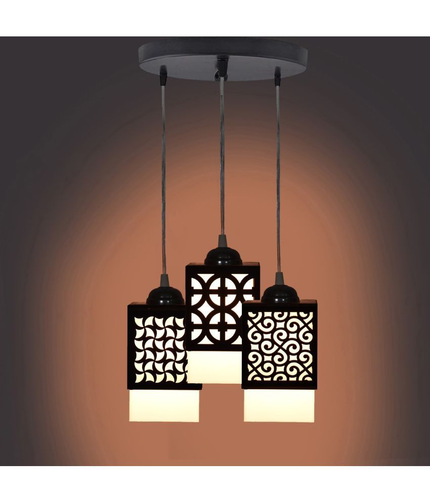     			Somil Wood Hanging Light Pendant Black - Pack of 1