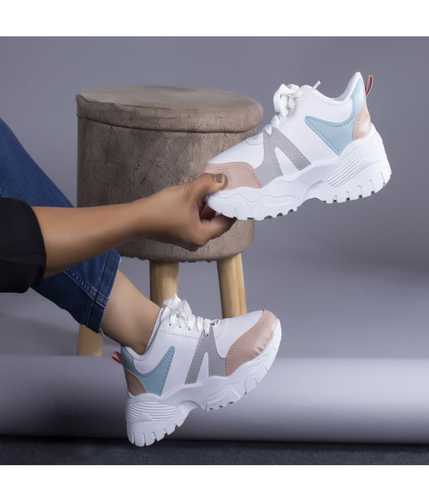     			T-Rock White Women's Sneakers