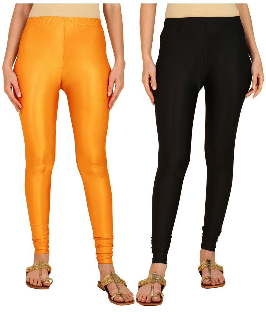     			Colorscube - Black,Mustard Lycra Women's Churidar ( Pack of 2 )