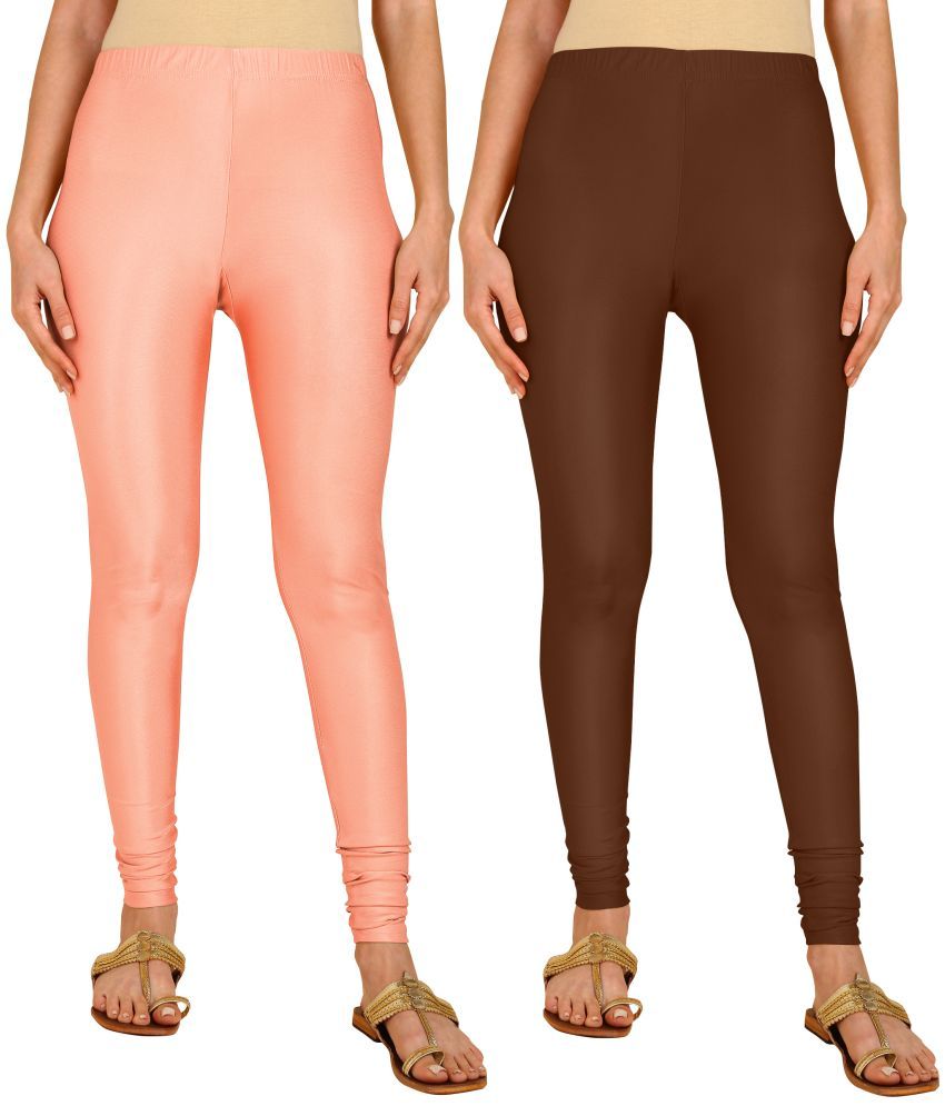     			Colorscube - Brown,Peach Lycra Women's Leggings ( Pack of 2 )