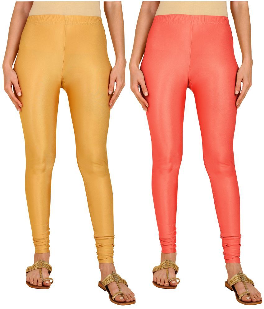     			Colorscube - Coral,Gold Lycra Women's Leggings ( Pack of 2 )