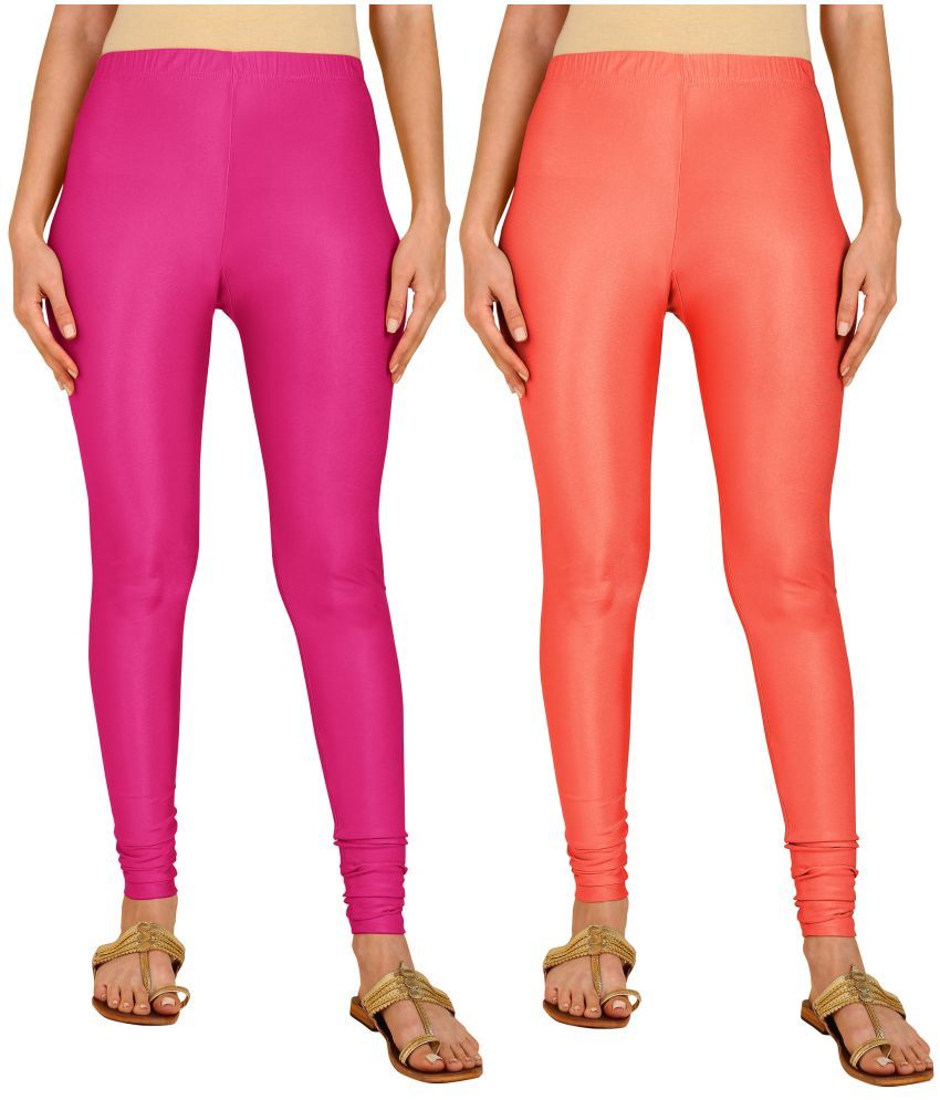     			Colorscube - Coral,Pink Lycra Women's Leggings ( Pack of 2 )