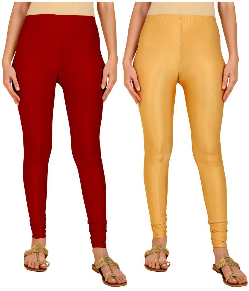     			Colorscube - Gold,Maroon Lycra Women's Churidar ( Pack of 2 )