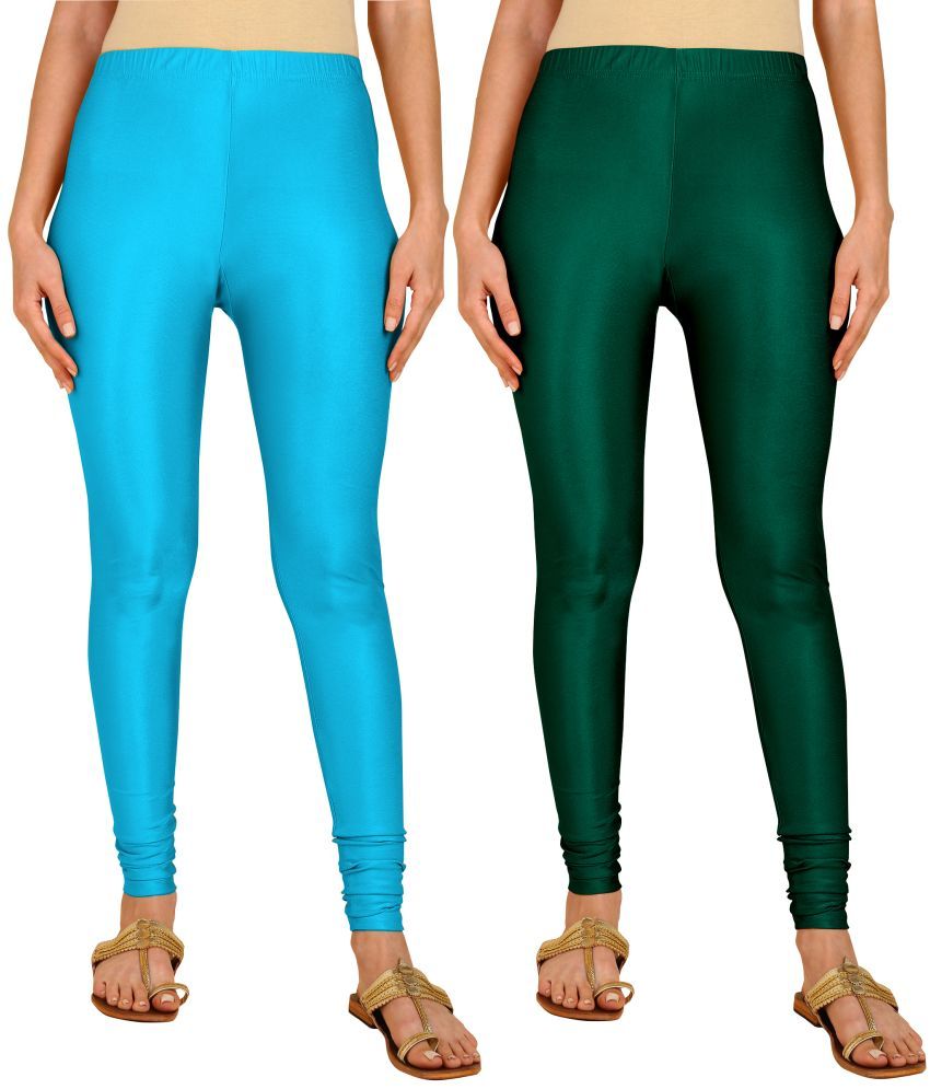     			Colorscube - Green,Blue Lycra Women's Leggings ( Pack of 2 )