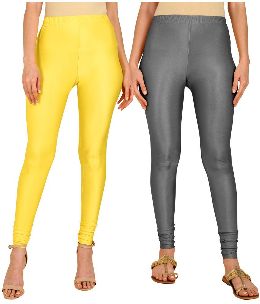     			Colorscube - Grey,Yellow Lycra Women's Leggings ( Pack of 2 )