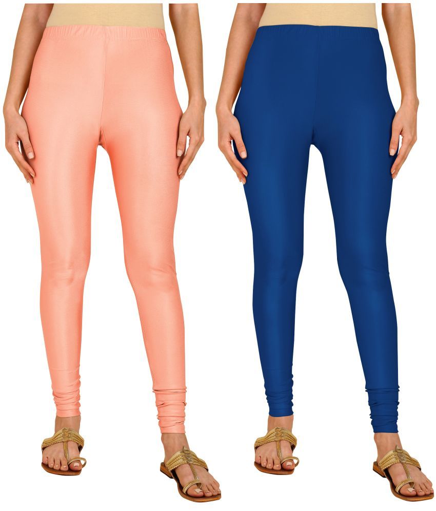     			Colorscube - Navy Blue,Peach Lycra Women's Churidar ( Pack of 2 )