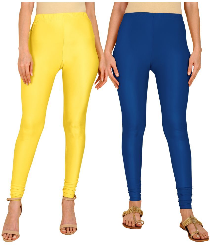     			Colorscube - Navy Blue,Yellow Lycra Women's Churidar ( Pack of 2 )