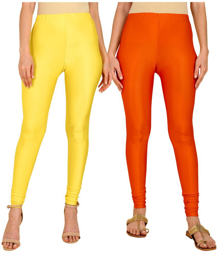     			Colorscube - Orange,Yellow Lycra Women's Leggings ( Pack of 2 )