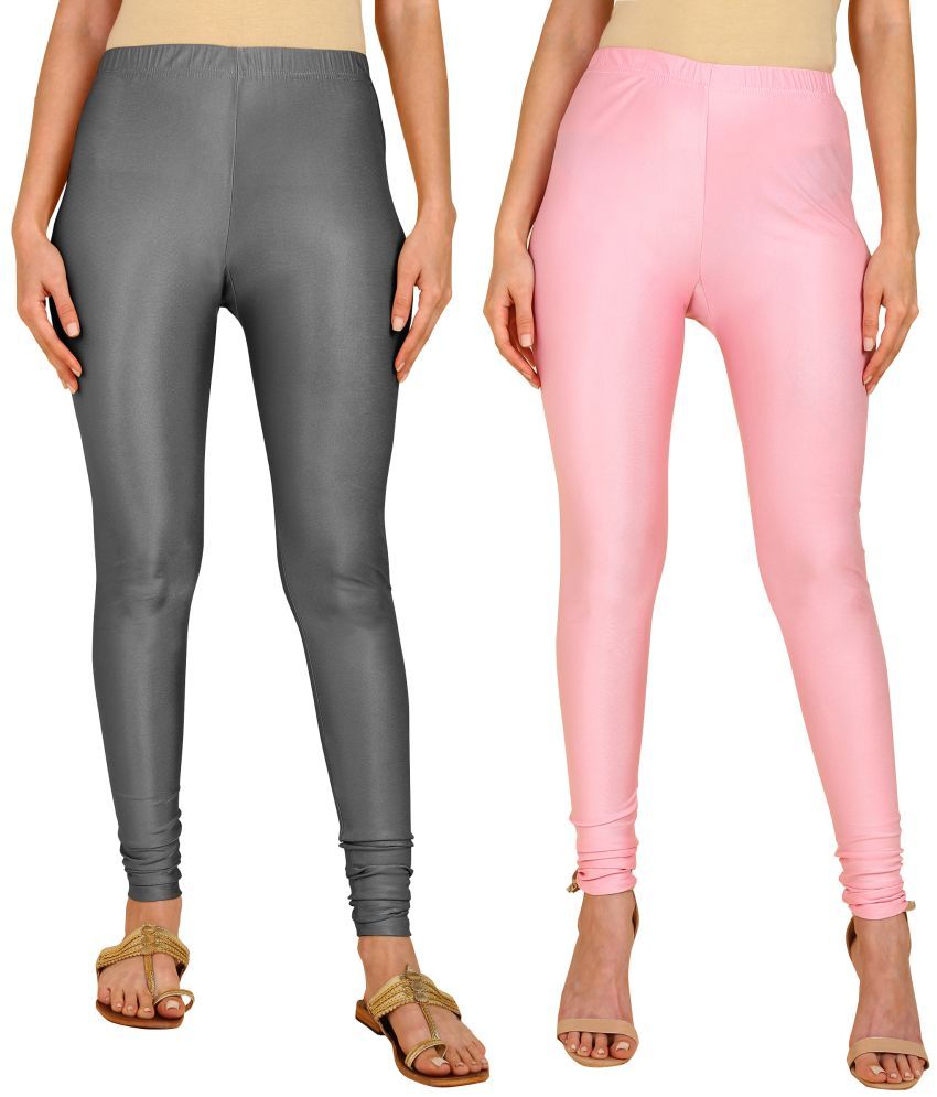     			Colorscube - Pink,Grey Lycra Women's Churidar ( Pack of 2 )