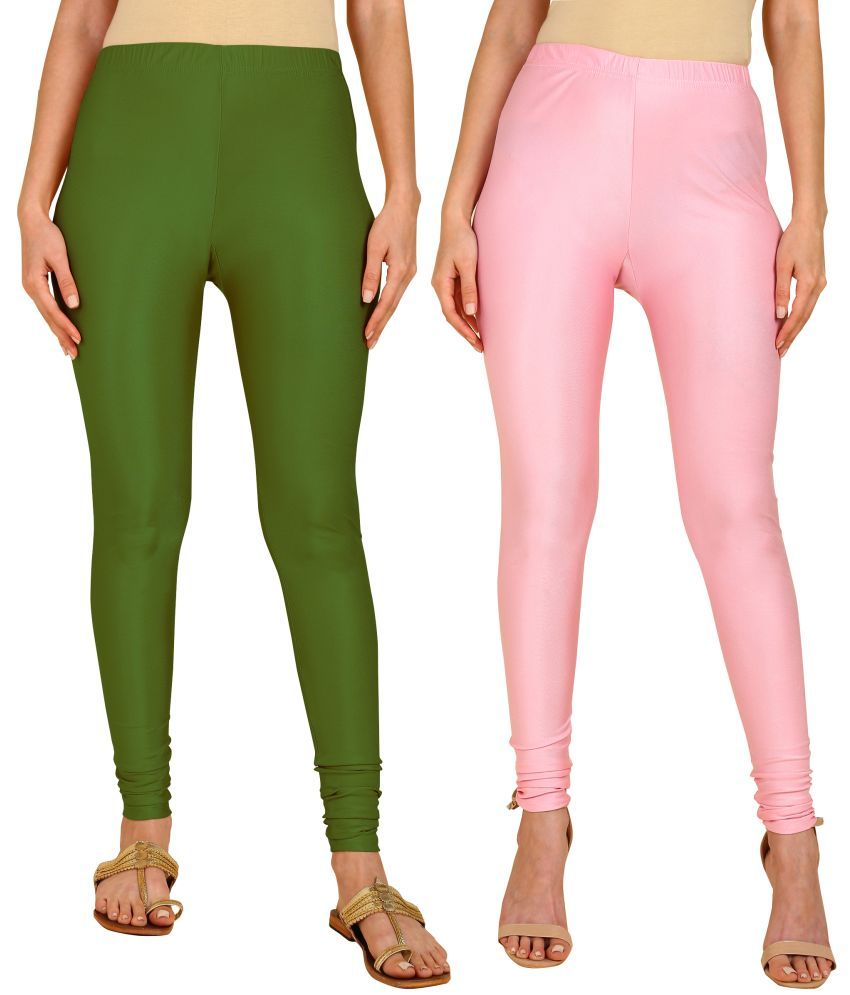     			Colorscube - Pink,Olive Lycra Women's Leggings ( Pack of 2 )