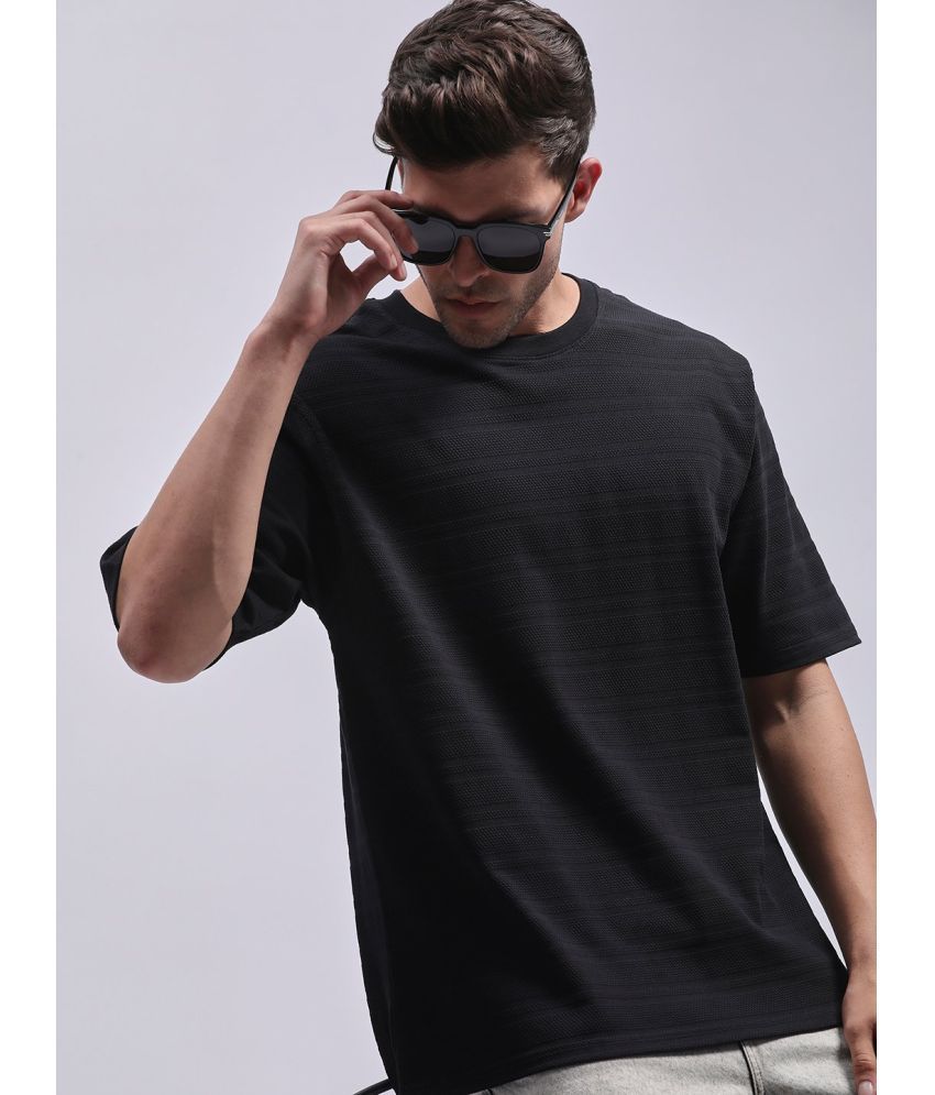     			Dillinger Cotton Oversized Fit Striped Half Sleeves Men's T-Shirt - Black ( Pack of 1 )