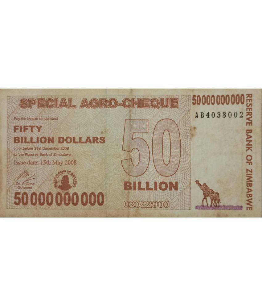     			Extremely Rare Zimbabwe 50000000000 Dollars 50 Billion Dollars......Hard to Find