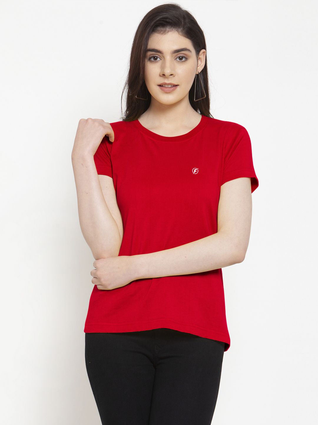     			Friskers Red Cotton Slim Fit Women's T-Shirt ( Pack of 1 )