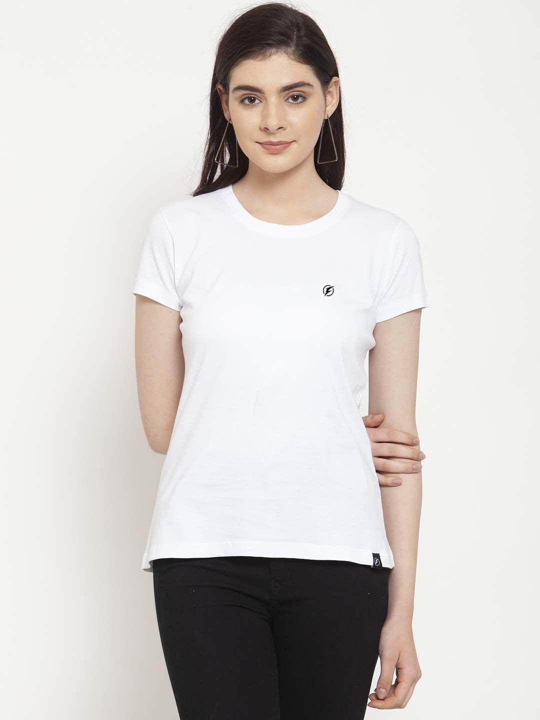     			Friskers White Cotton Slim Fit Women's T-Shirt ( Pack of 1 )