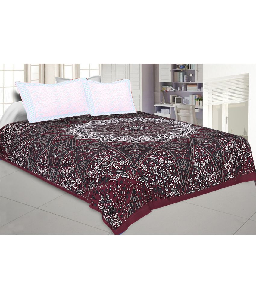     			Kargawal Cotton Solid 1 Double Bedsheet without Pillow cover - Maroon