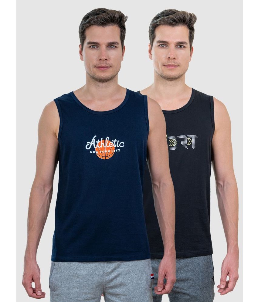     			Lux Cozi Cotton Relaxed Fit Printed Sleeveless Men's T-Shirt - Black ( Pack of 2 )