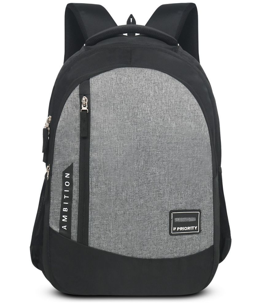     			Priority Black Polyester Backpack With Raincover ( 31 Ltrs )