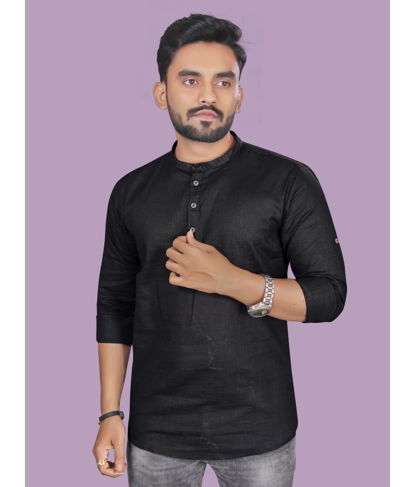     			allan peter Black Cotton Men's Regular Kurta ( Pack of 1 )