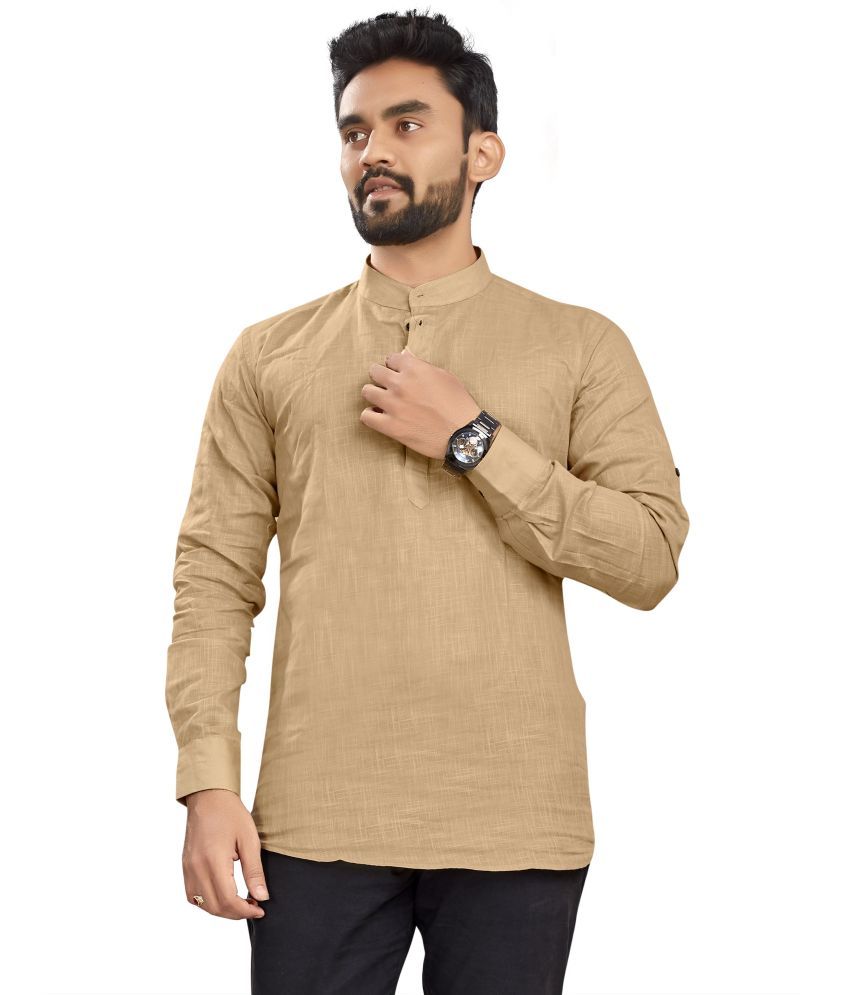     			allan peter Brown Cotton Men's Regular Kurta ( Pack of 1 )