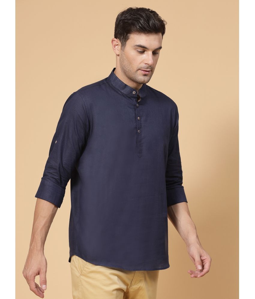     			allan peter Navy Blue Cotton Men's Regular Kurta ( Pack of 1 )