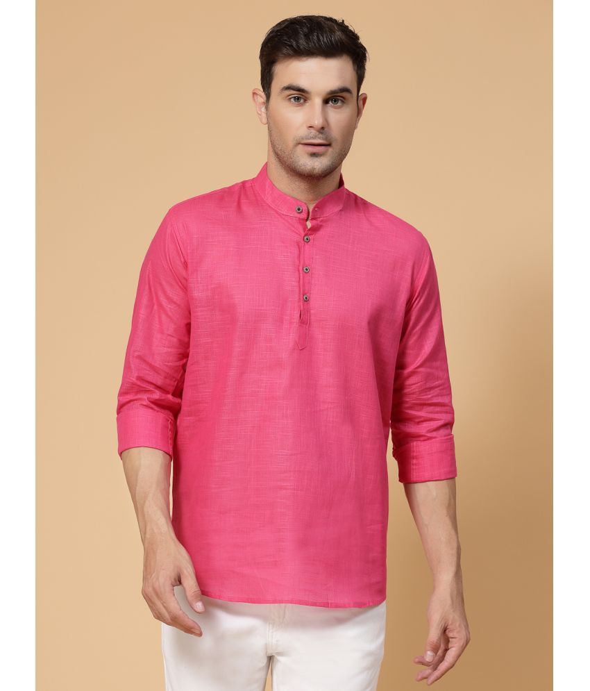     			allan peter Pink Cotton Men's Regular Kurta ( Pack of 1 )