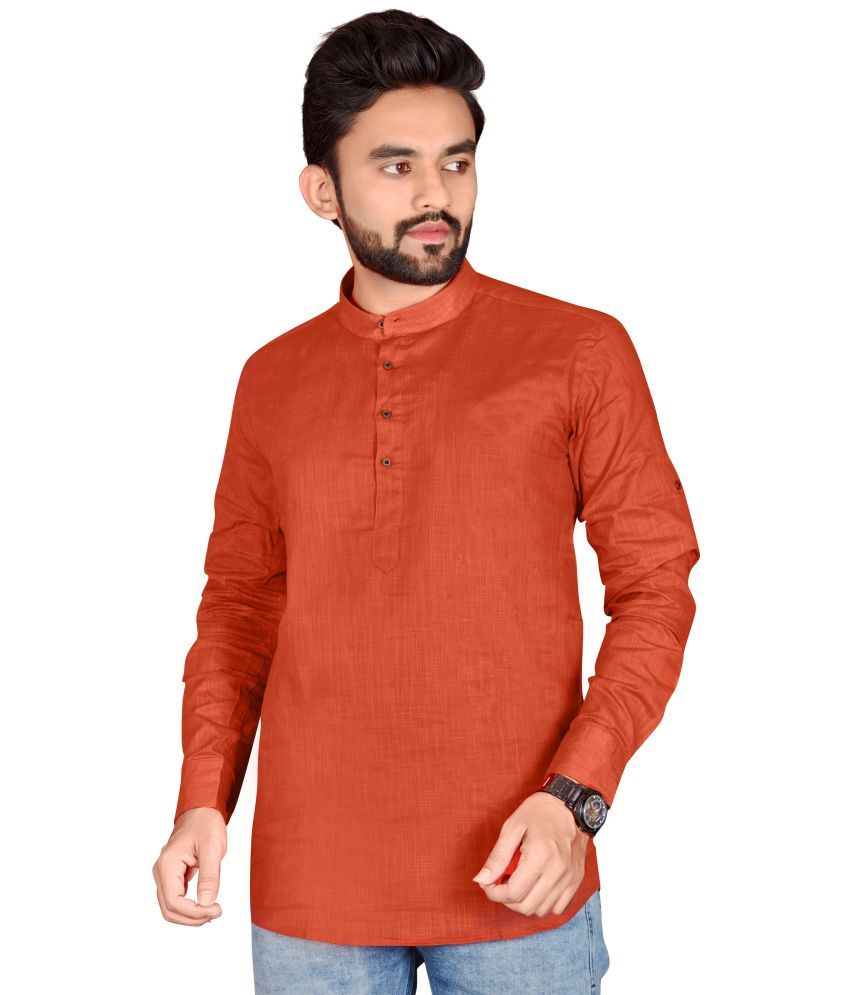     			allan peter Rust Cotton Men's Regular Kurta ( Pack of 1 )